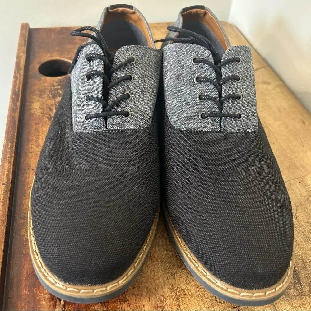 Aldo 13 Black Gray Oxford Textile Dress Shoes Business Preppy Retro Professional